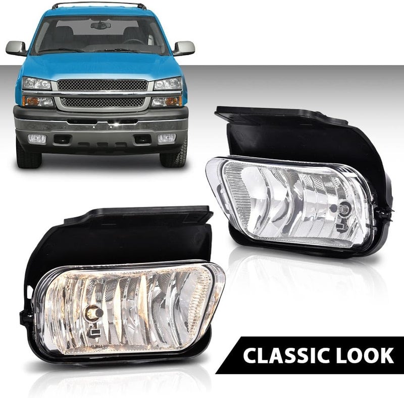 DOTCOM Fog Lights,Compatible with Chevy Silverado 2003-2007/Avalanche 2002-2006 without Body Cladding,Driving Bumper Lamp Clear Lens w/H10 Bulbs - Image 2